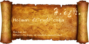 Holman Árvácska névjegykártya